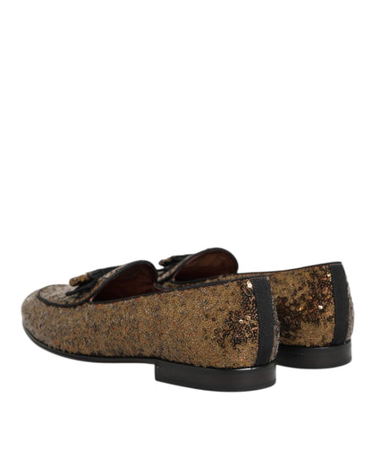 Dolce &amp; Gabbana – Slipper mit goldenen Pailletten für Herren