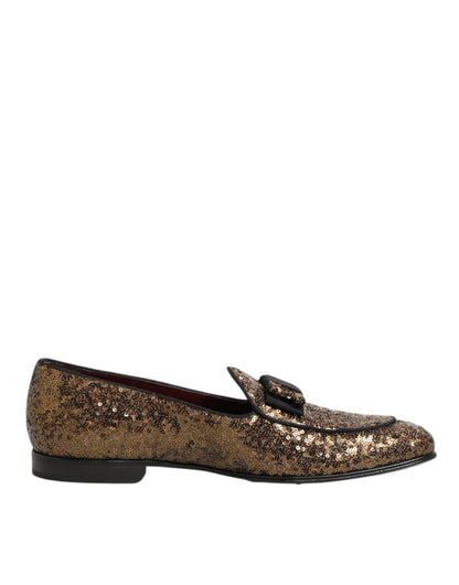 Dolce &amp; Gabbana – Slipper mit goldenen Pailletten für Herren
