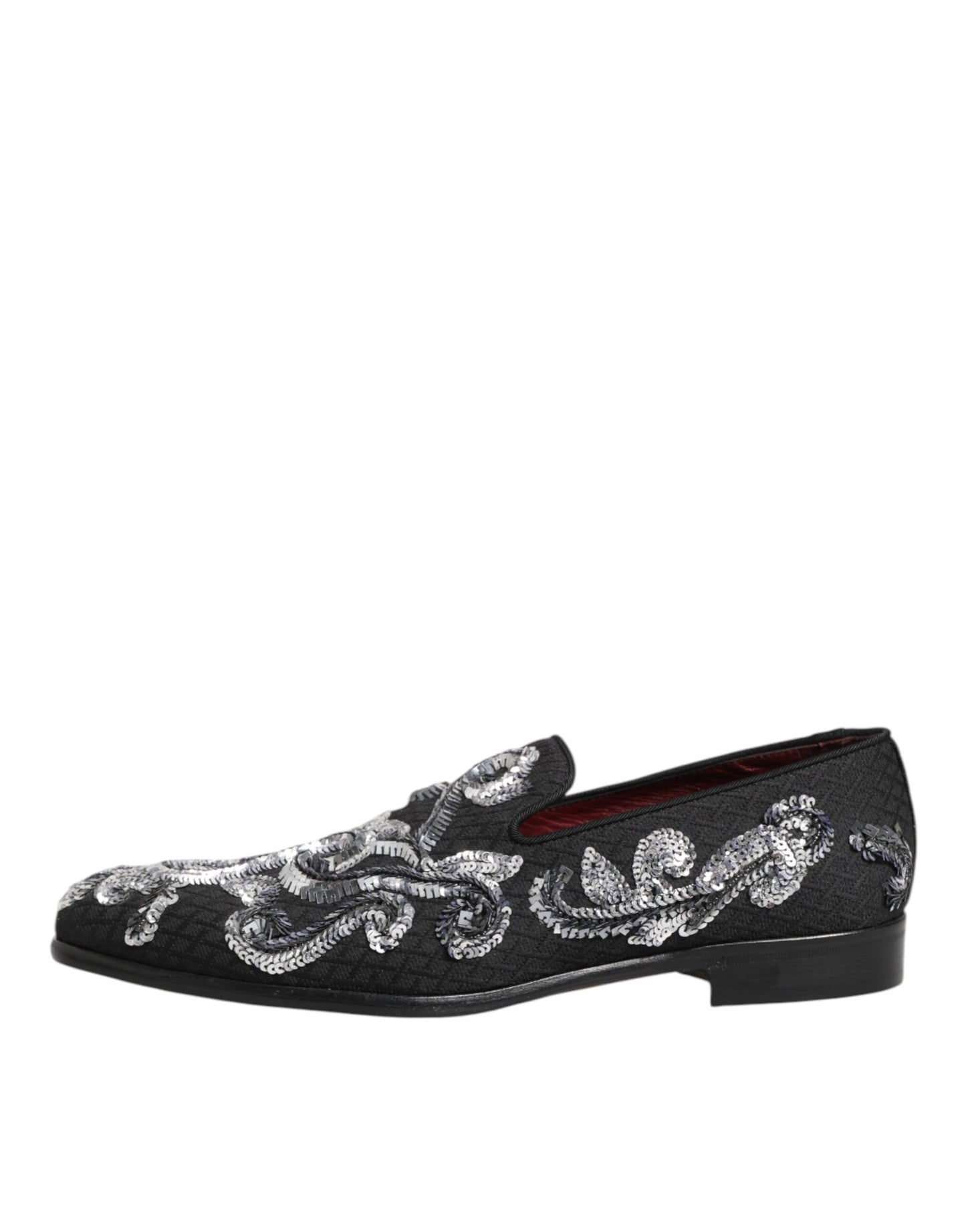 Dolce &amp; Gabbana – Schwarze, silberne Loafer mit Pailletten für Herren