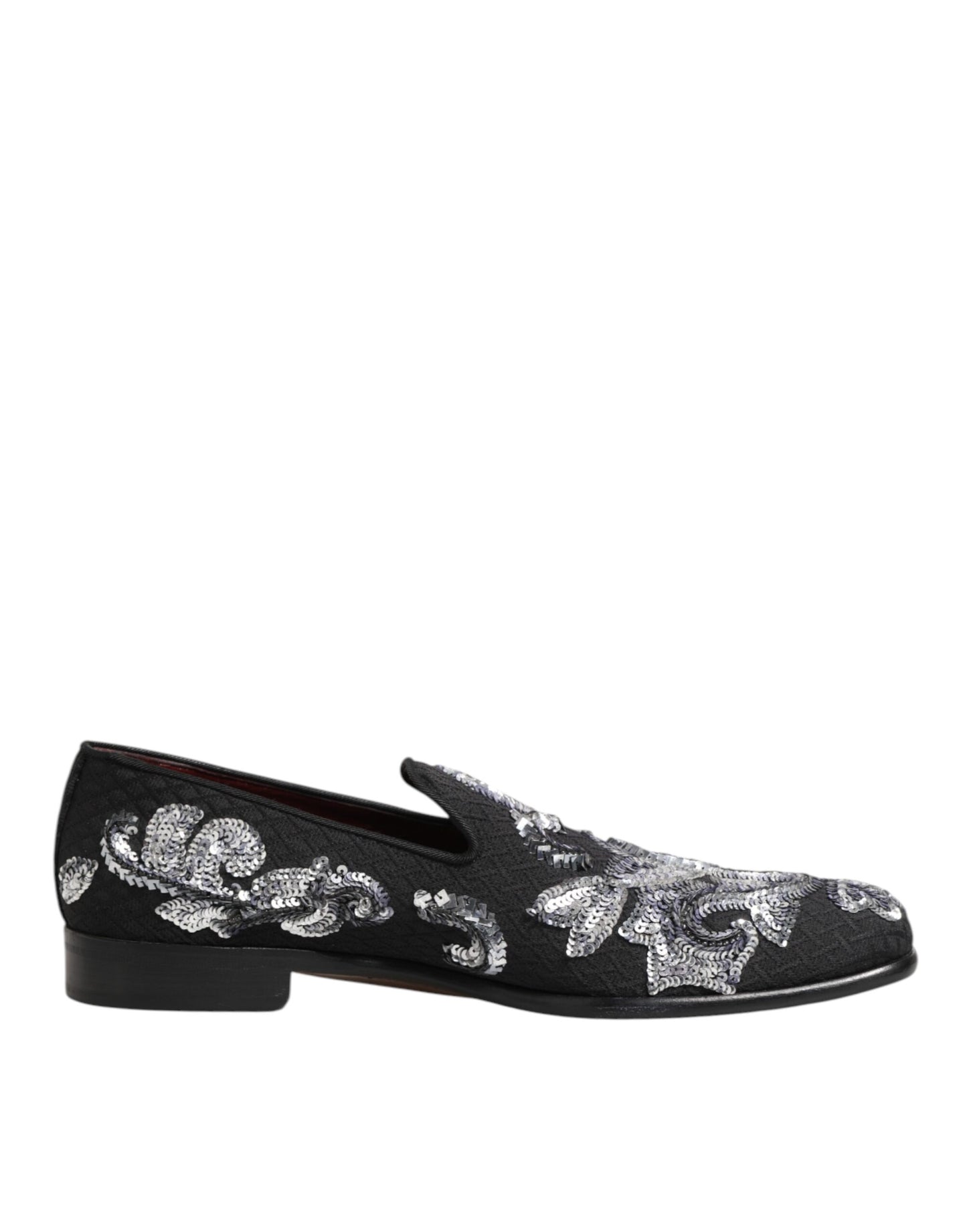 Dolce &amp; Gabbana – Schwarze, silberne Loafer mit Pailletten für Herren