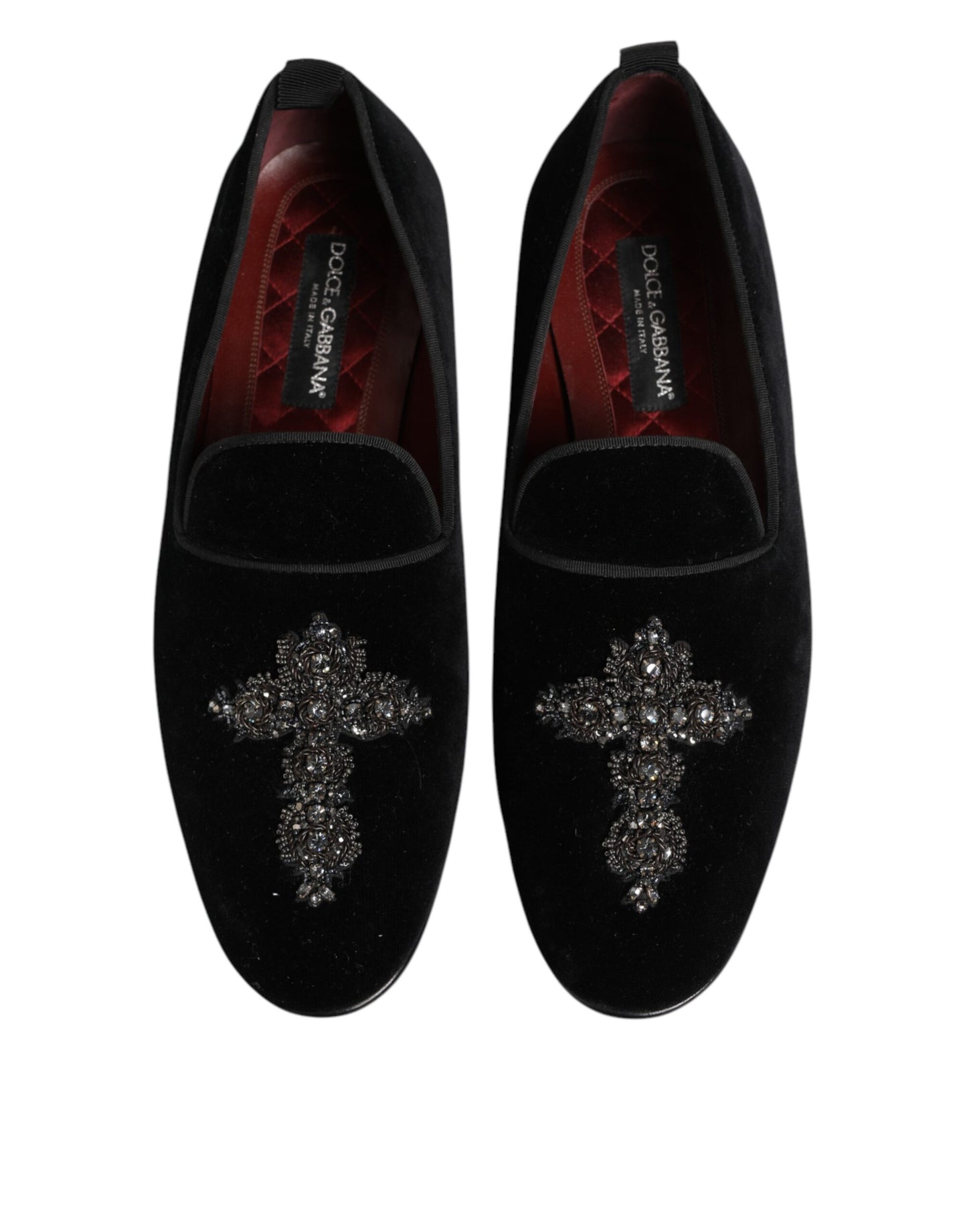 Dolce &amp; Gabbana – Schwarze Slipper mit Kreuzverzierung