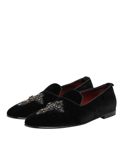 Dolce &amp; Gabbana – Schwarze Slipper mit Kreuzverzierung