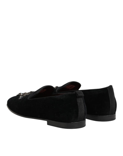 Dolce &amp; Gabbana – Schwarze Slipper mit Kreuzverzierung