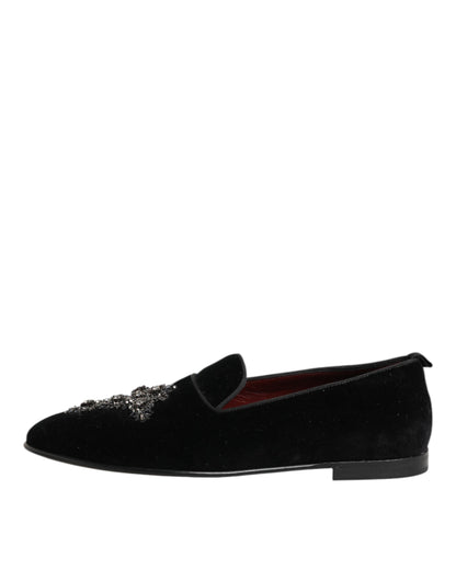 Dolce &amp; Gabbana – Schwarze Slipper mit Kreuzverzierung
