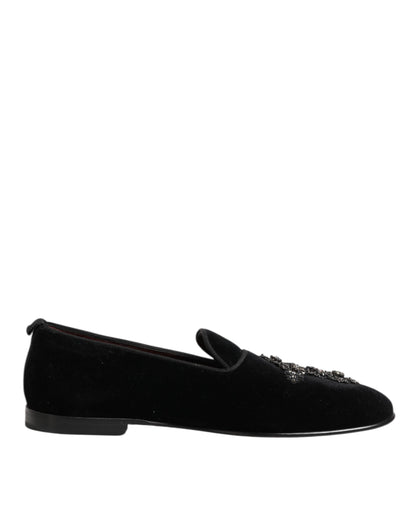Dolce &amp; Gabbana – Schwarze Slipper mit Kreuzverzierung