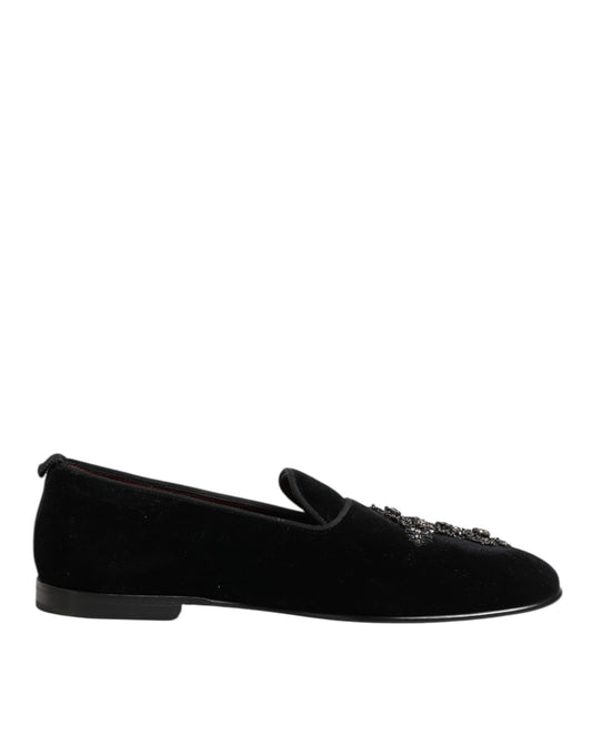 Dolce &amp; Gabbana – Schwarze Slipper mit Kreuzverzierung