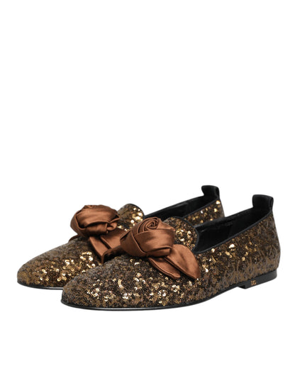 Dolce &amp; Gabbana – Slipper mit goldenen Pailletten für Herren