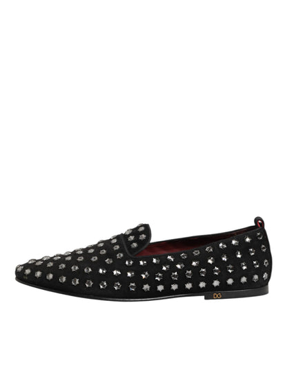 Dolce &amp; Gabbana – Schwarze Loafer mit Kristallverzierung