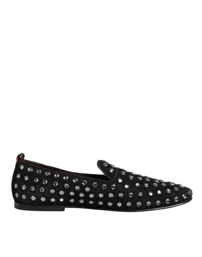 Dolce &amp; Gabbana – Schwarze Loafer mit Kristallverzierung