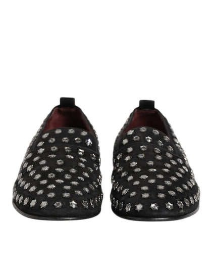 Dolce &amp; Gabbana – Schwarze Loafer mit Kristallverzierung