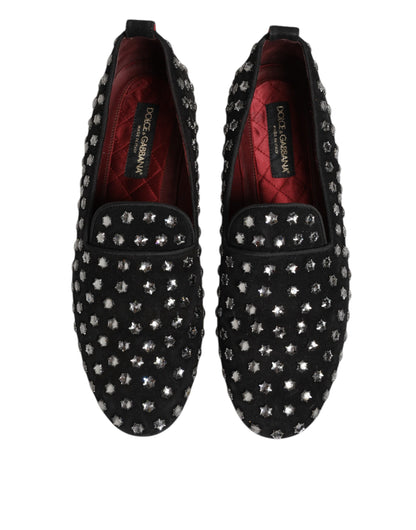 Dolce &amp; Gabbana – Schwarze Loafer mit Kristallverzierung