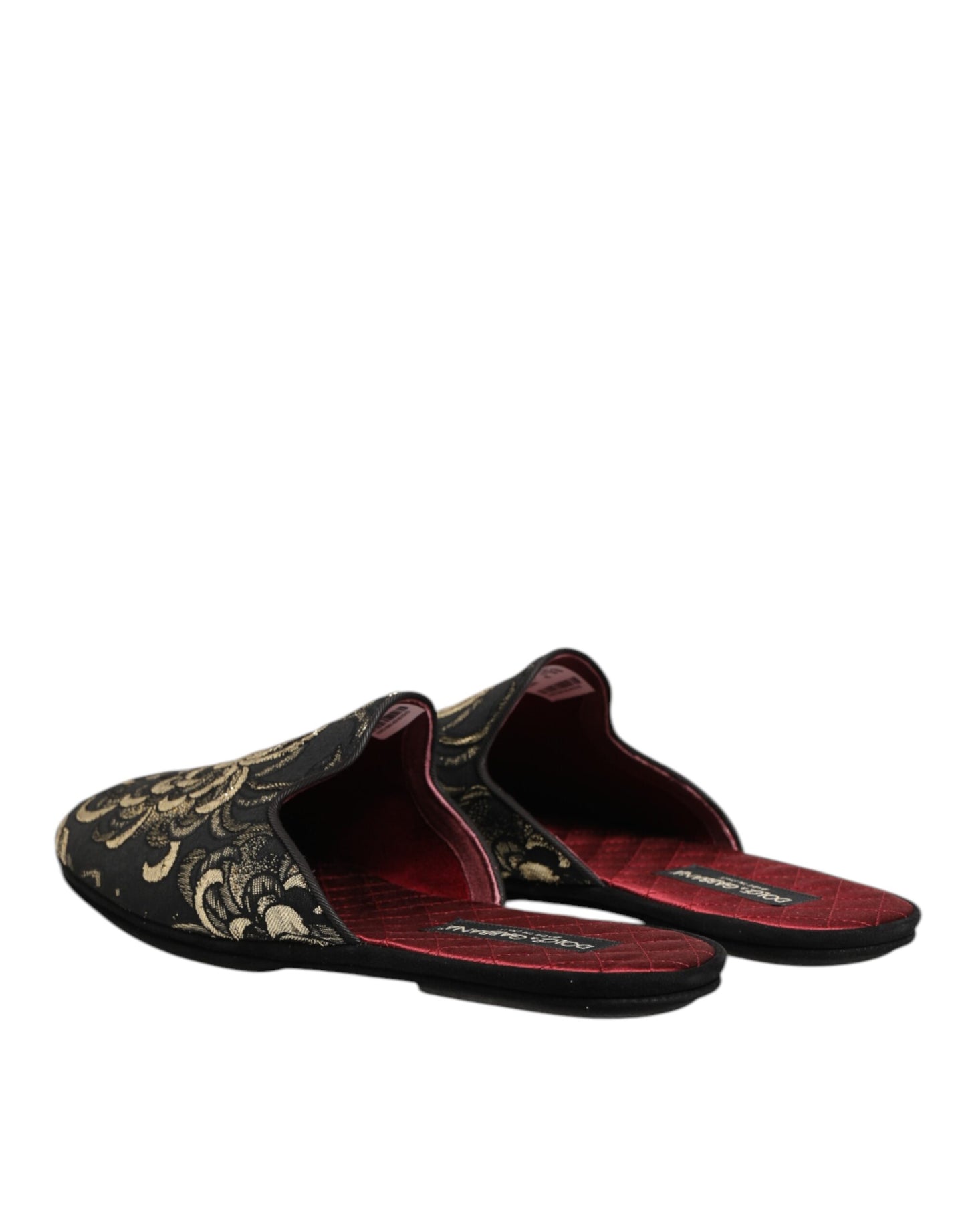 Dolce &amp; Gabbana – Schwarze Jacquard-Slipper mit Blumenmuster
