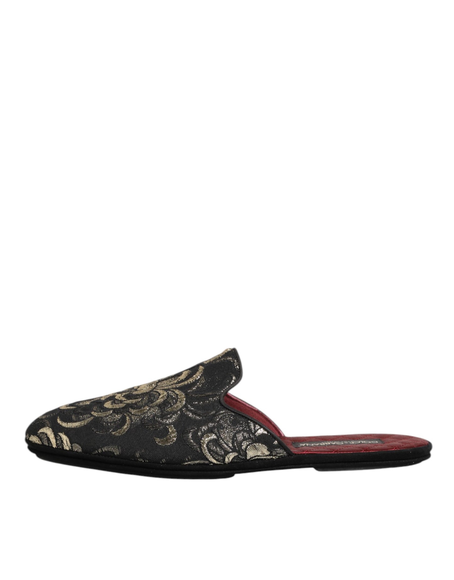 Dolce &amp; Gabbana – Schwarze Jacquard-Slipper mit Blumenmuster