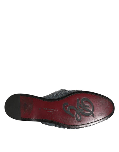 Dolce &amp; Gabbana Blaue gewebte Pantoletten MULES Herren Sandalen Schuhe