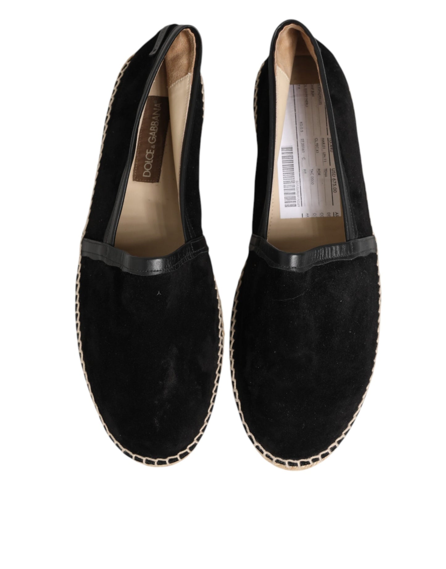 Dolce & Gabbana Black Suede Cotton Leather Espadrilles Shoes