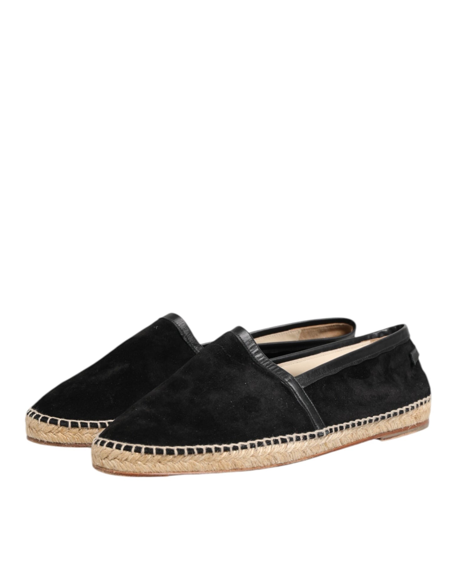 Dolce & Gabbana Black Suede Cotton Leather Espadrilles Shoes