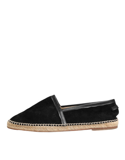 Dolce & Gabbana Black Suede Cotton Leather Espadrilles Shoes
