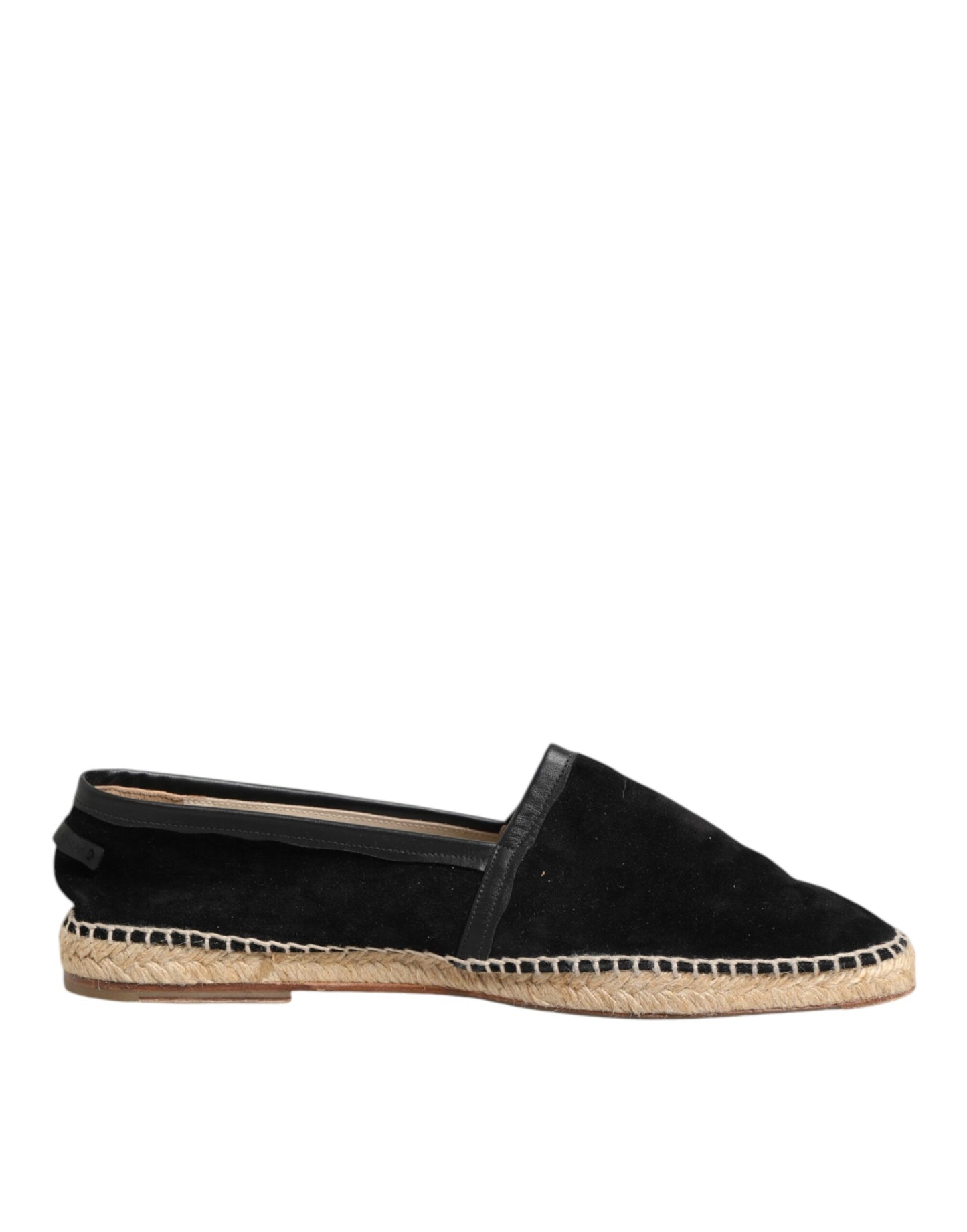 Dolce & Gabbana Black Suede Cotton Leather Espadrilles Shoes