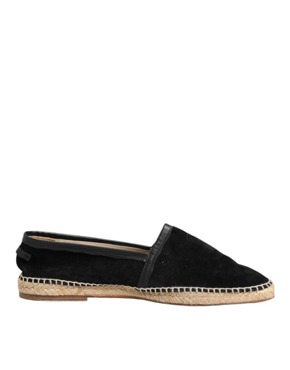Dolce & Gabbana Black Suede Cotton Leather Espadrilles Shoes