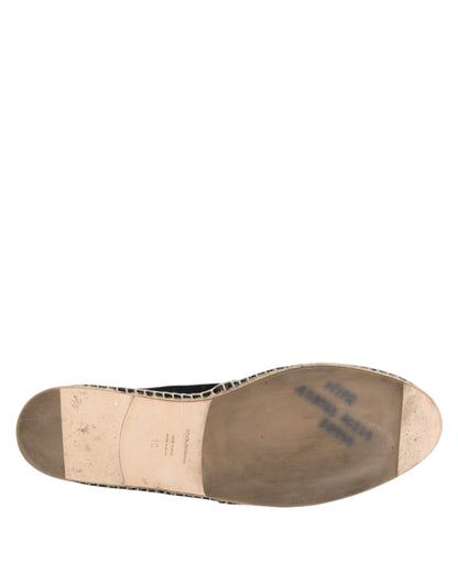 Dolce & Gabbana Black Suede Cotton Leather Espadrilles Shoes