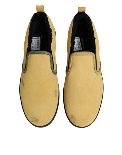 Dolce &amp; Gabbana Gelbe Slip-On-Sneakers aus Baumwolle mit niedrigem Oberteil