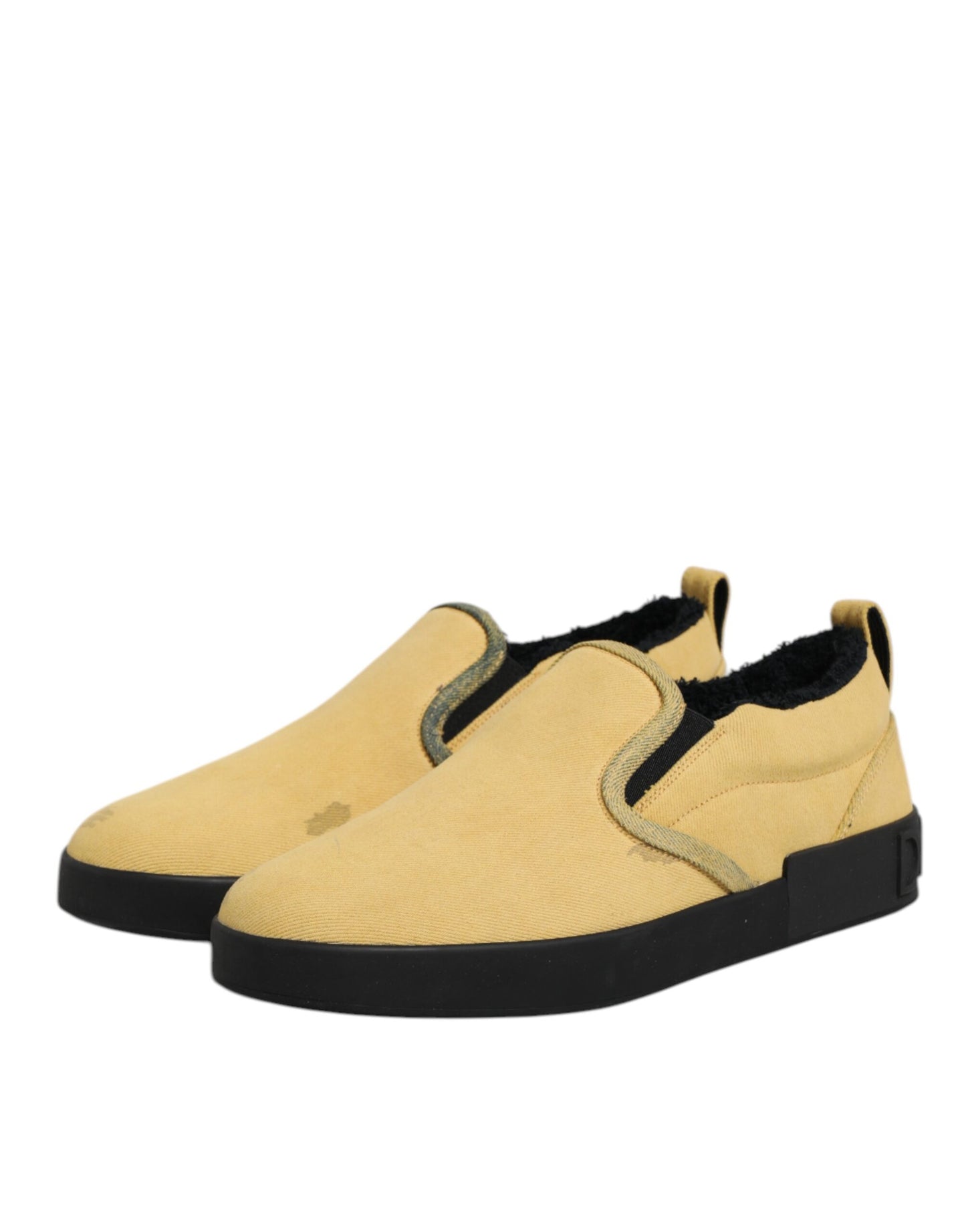 Dolce &amp; Gabbana Gelbe Slip-On-Sneakers aus Baumwolle mit niedrigem Oberteil