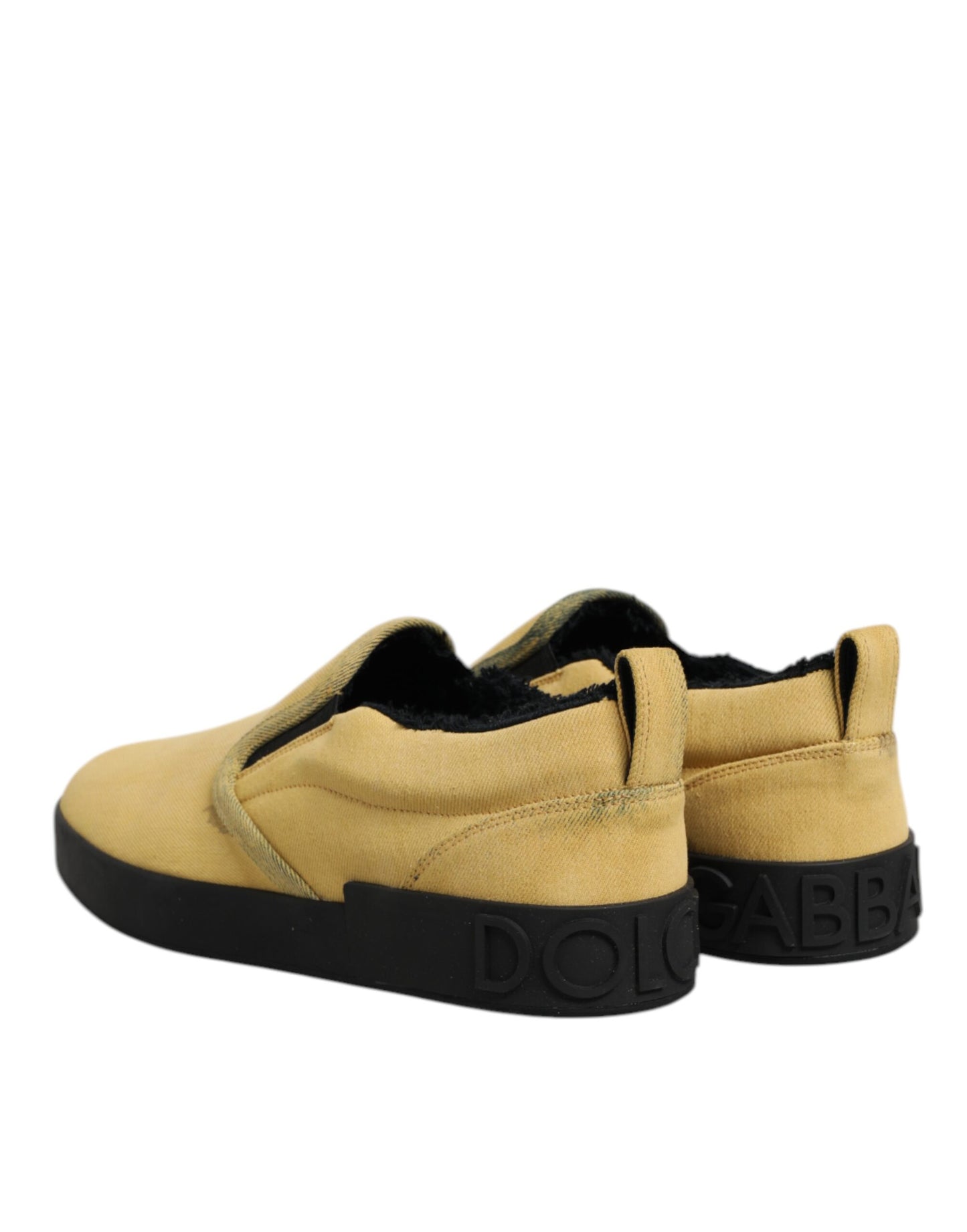 Dolce &amp; Gabbana Gelbe Slip-On-Sneakers aus Baumwolle mit niedrigem Oberteil