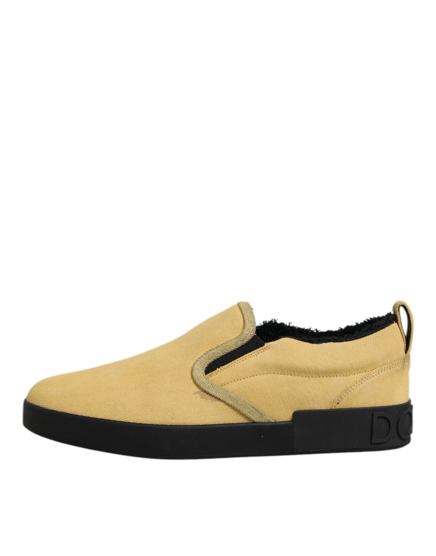 Dolce &amp; Gabbana Gelbe Slip-On-Sneakers aus Baumwolle mit niedrigem Oberteil