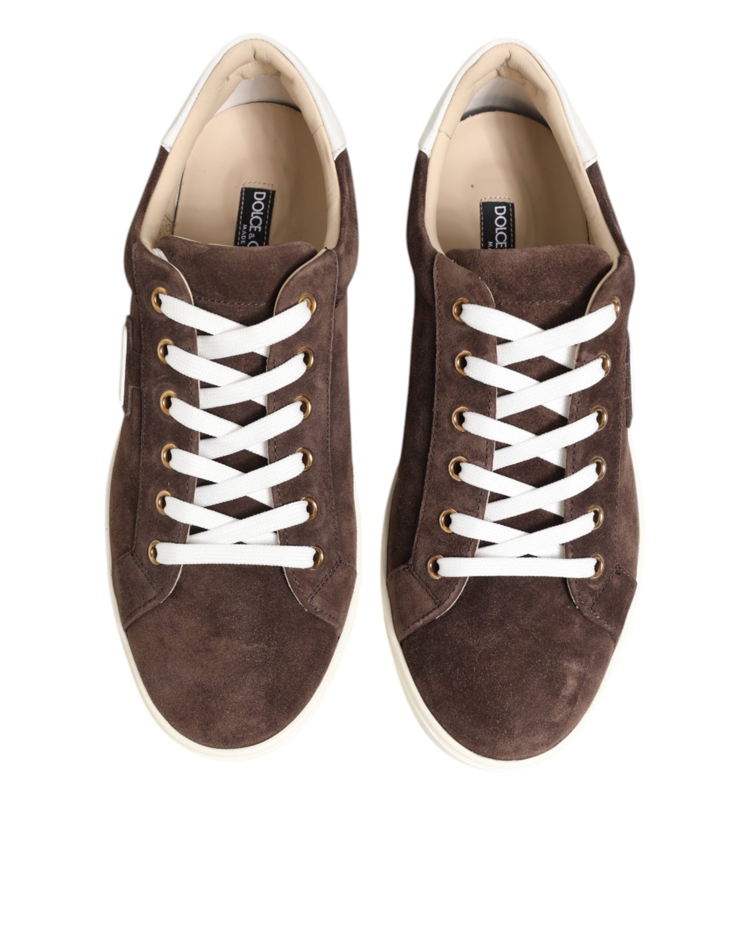 Dolce &amp; Gabbana Braun Wildleder Leder Low Top Herren Sneakers Schuhe