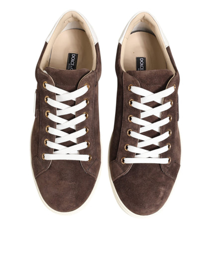 Dolce &amp; Gabbana Braun Wildleder Leder Low Top Herren Sneakers Schuhe