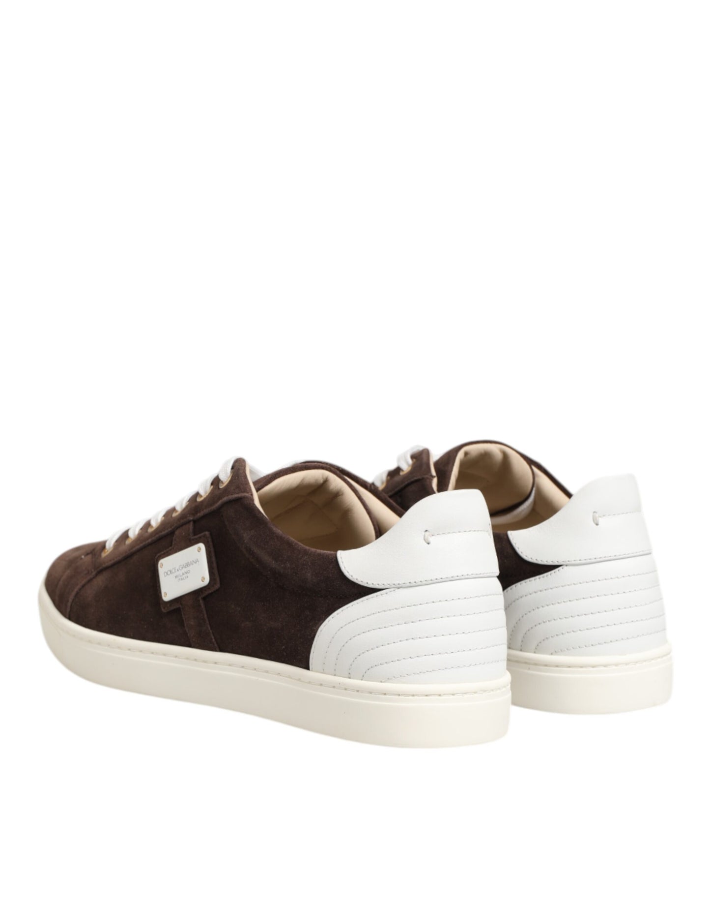 Dolce &amp; Gabbana Braun Wildleder Leder Low Top Herren Sneakers Schuhe