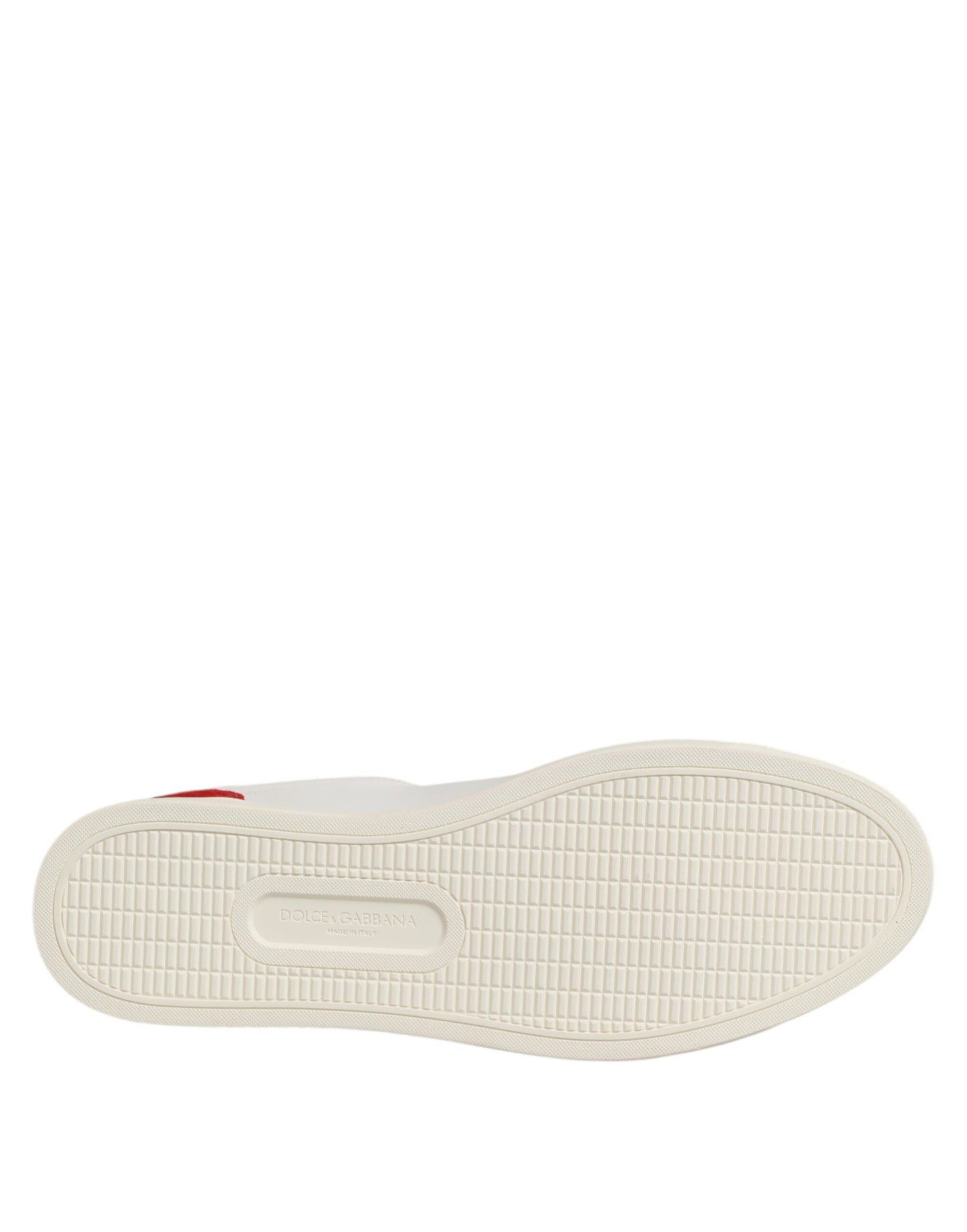 Dolce &amp; Gabbana Weiß Rot Leder Low Top Herren Sneakers Schuhe