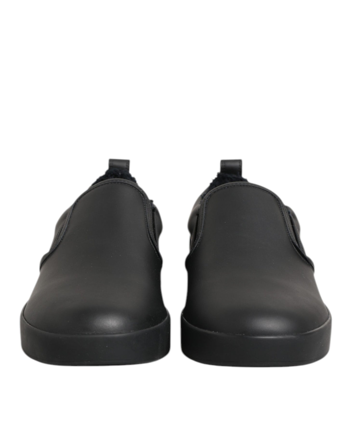 Dolce &amp; Gabbana – Schwarze Slip-On-Sneakers aus Leder mit niedrigem Schaft