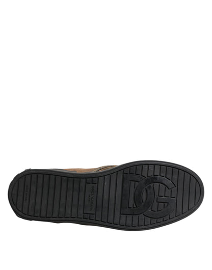 Dolce &amp; Gabbana Braune Slip-On-Sneakers aus Baumwolle mit niedrigem Oberteil