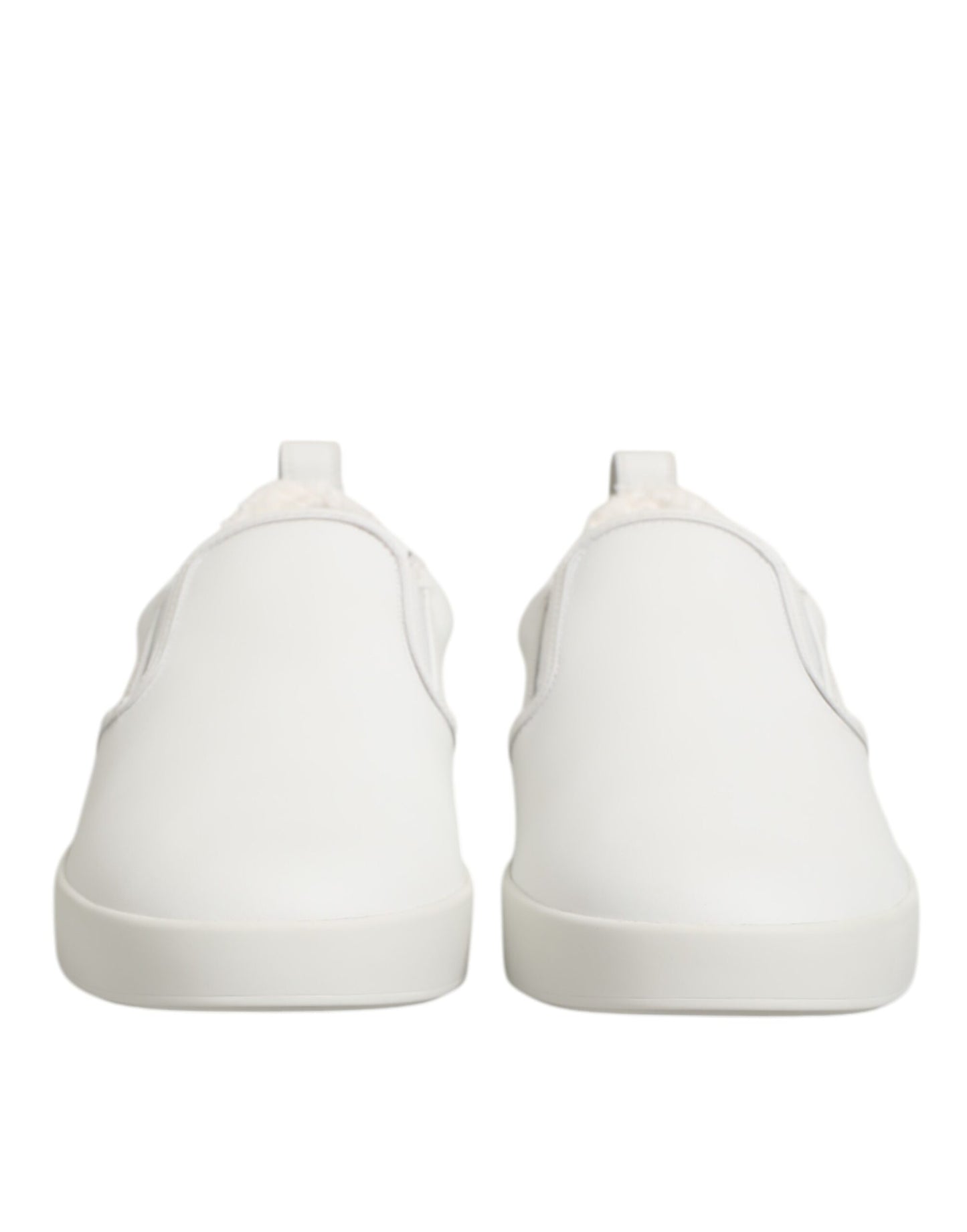 Dolce &amp; Gabbana – Weiße Slipper aus Leder mit niedrigem Schaft