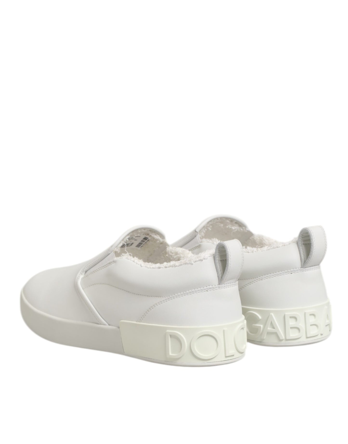 Dolce &amp; Gabbana – Weiße Slipper aus Leder mit niedrigem Schaft