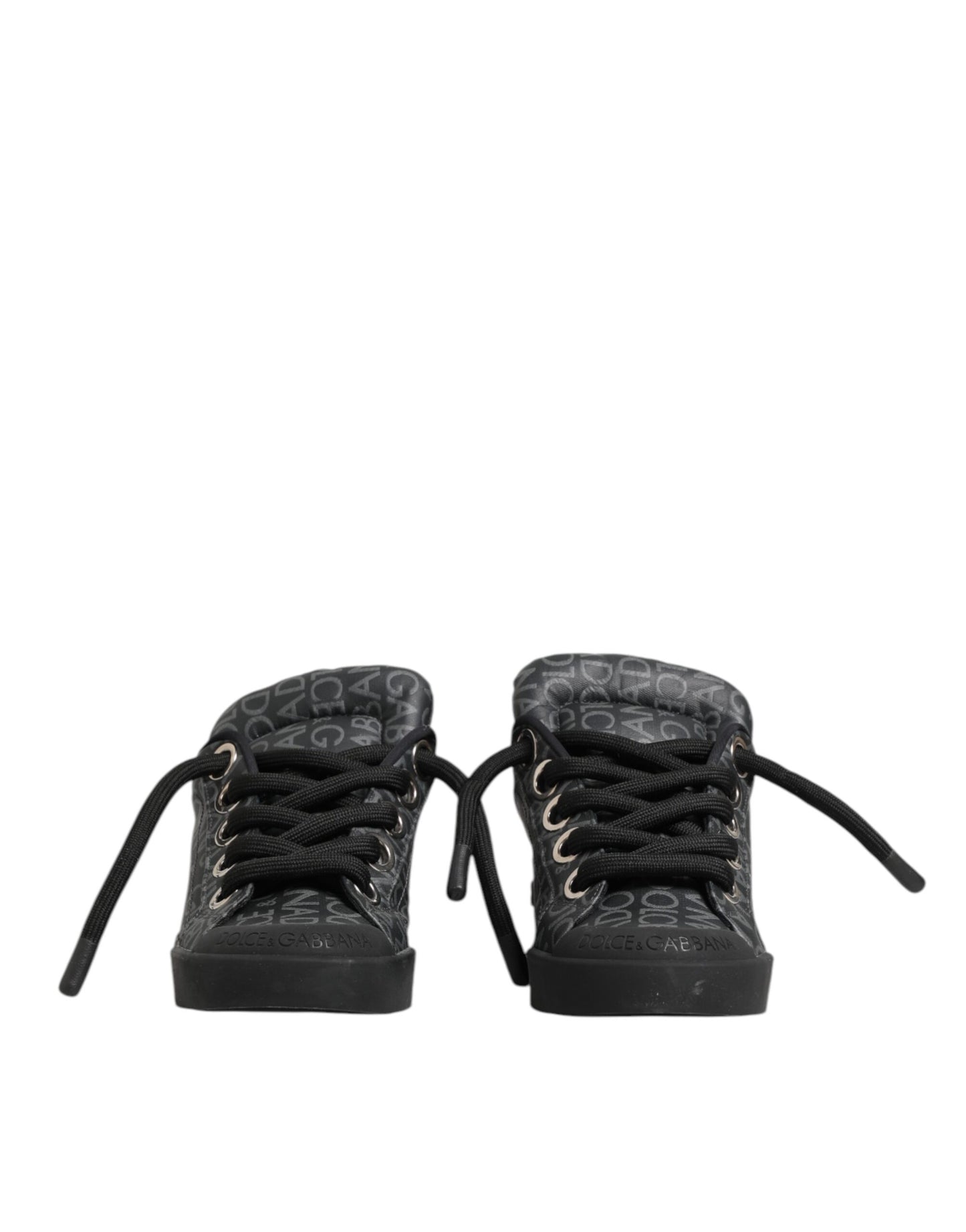 Dolce &amp; Gabbana – Niedrige Sneakers aus schwarzem Baumwolldenim mit Logo