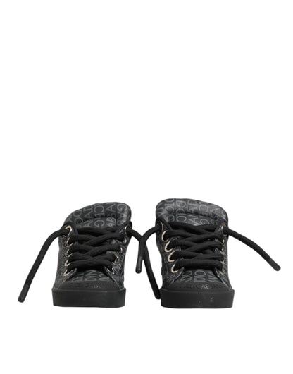 Dolce &amp; Gabbana – Niedrige Sneakers aus schwarzem Baumwolldenim mit Logo