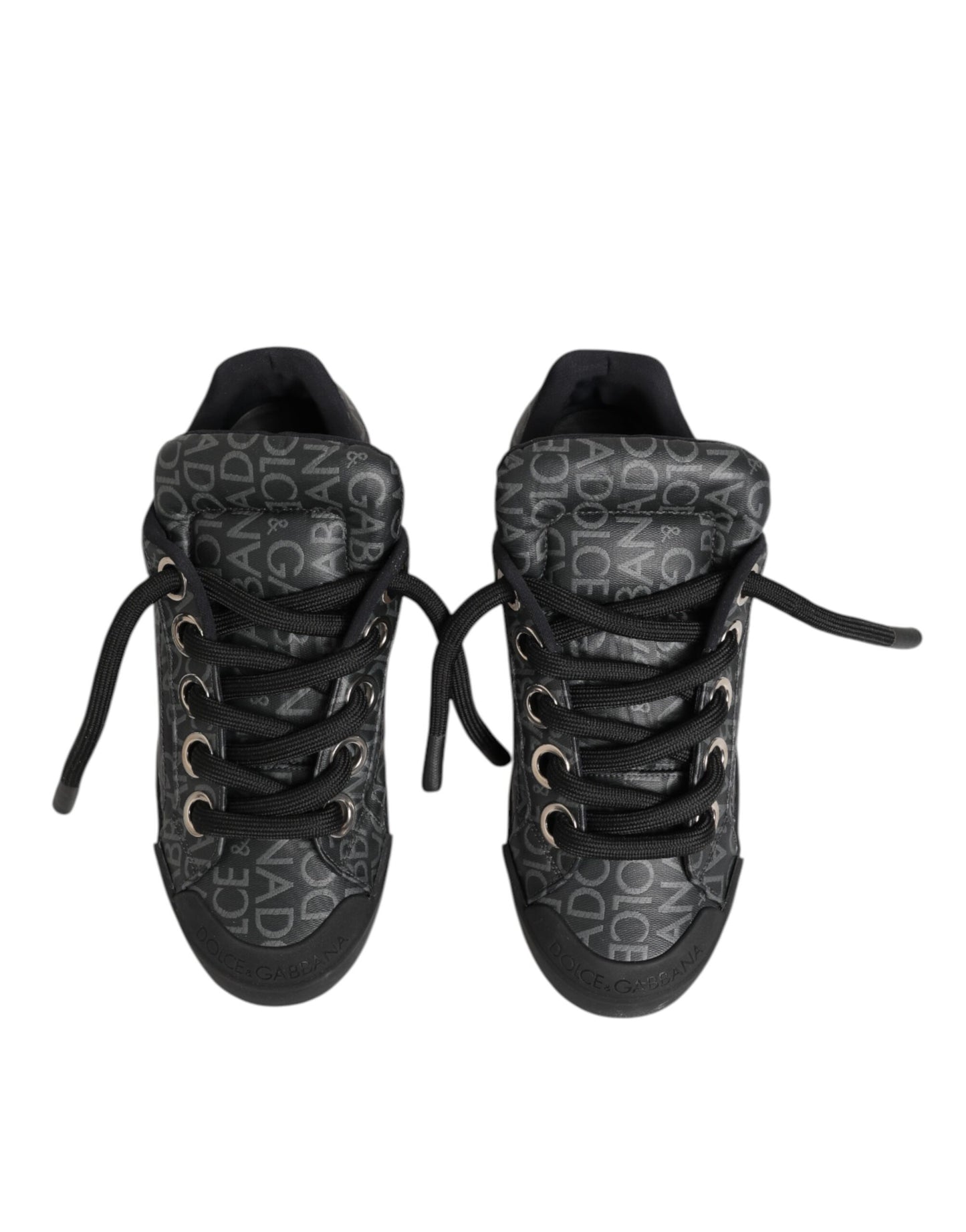 Dolce &amp; Gabbana – Niedrige Sneakers aus schwarzem Baumwolldenim mit Logo