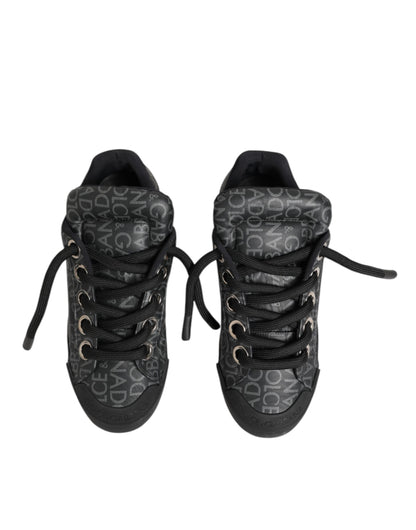 Dolce &amp; Gabbana – Niedrige Sneakers aus schwarzem Baumwolldenim mit Logo