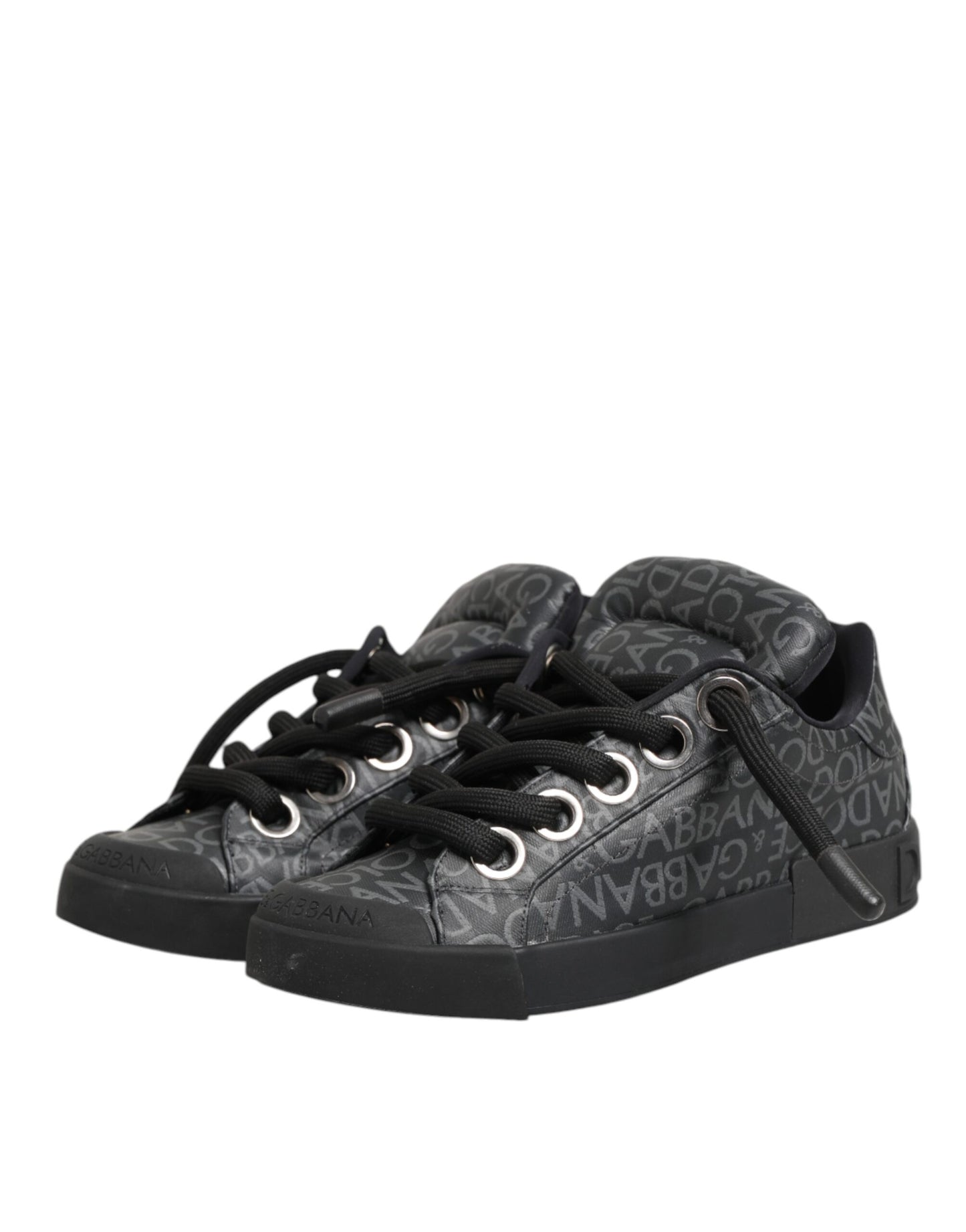 Dolce &amp; Gabbana – Niedrige Sneakers aus schwarzem Baumwolldenim mit Logo