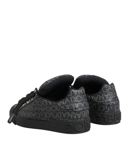 Dolce &amp; Gabbana – Niedrige Sneakers aus schwarzem Baumwolldenim mit Logo