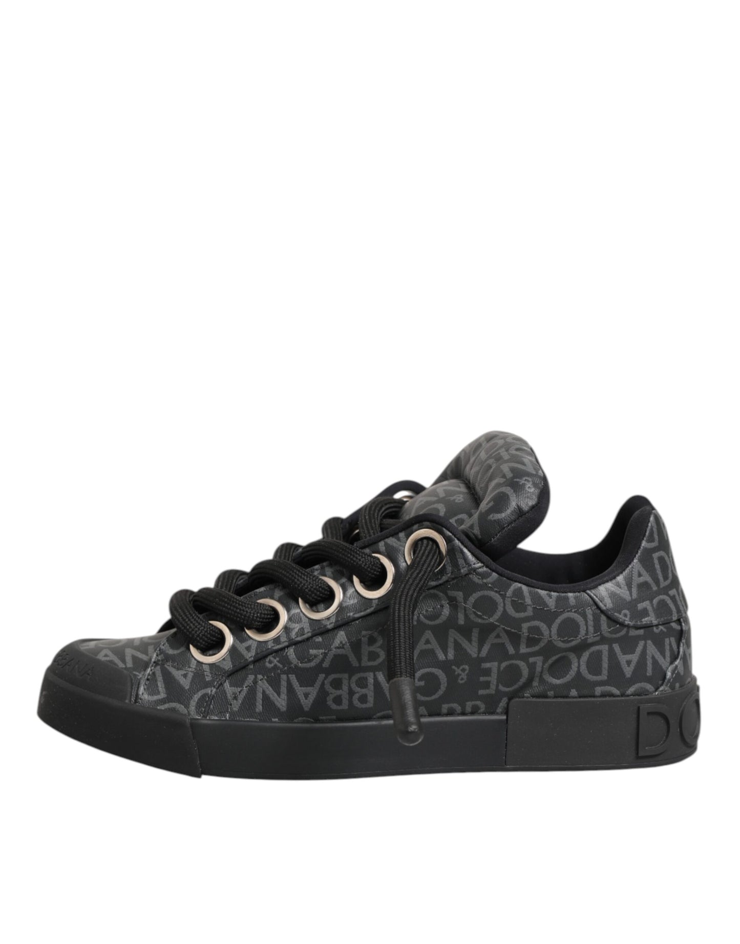 Dolce &amp; Gabbana – Niedrige Sneakers aus schwarzem Baumwolldenim mit Logo