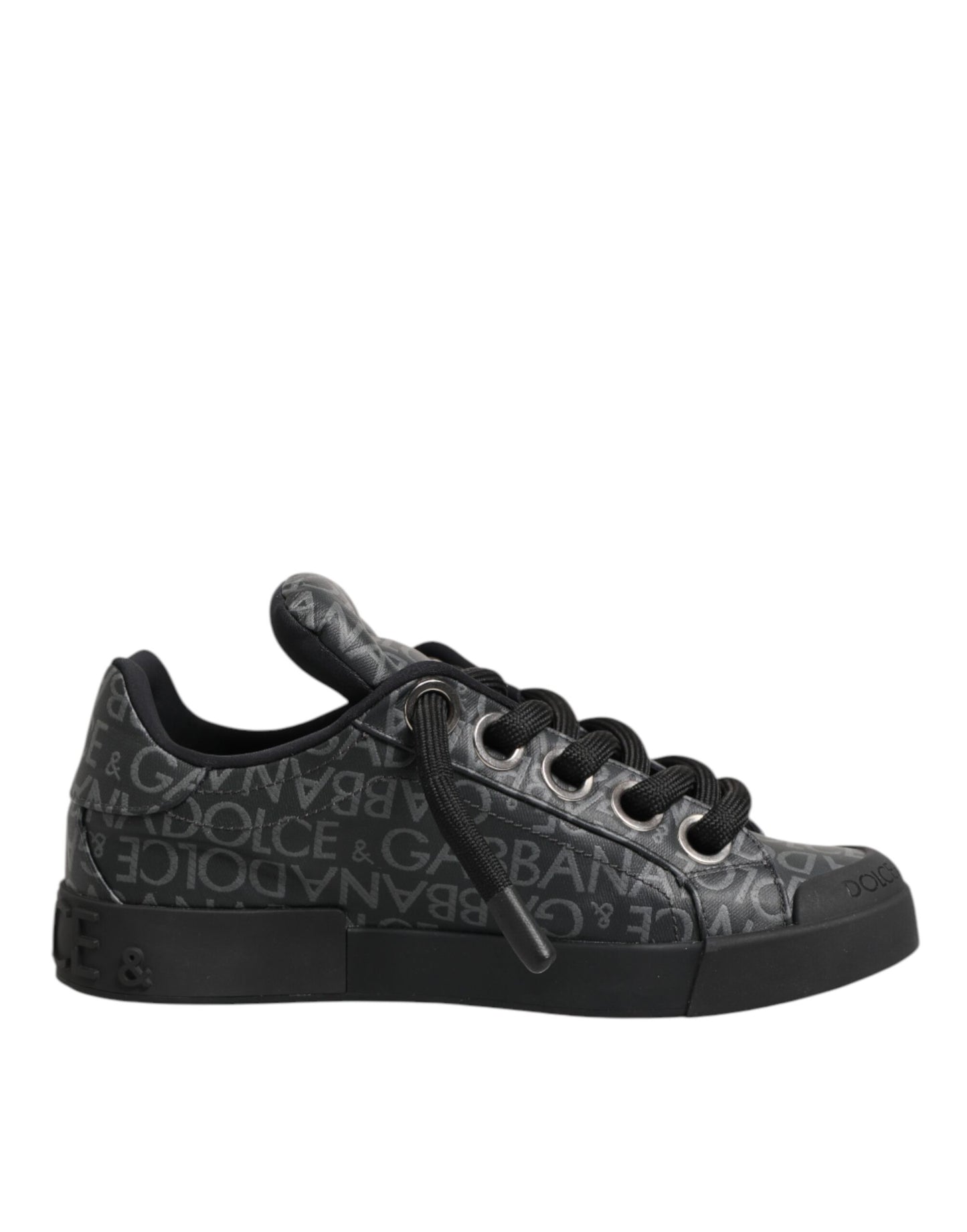 Dolce &amp; Gabbana – Niedrige Sneakers aus schwarzem Baumwolldenim mit Logo