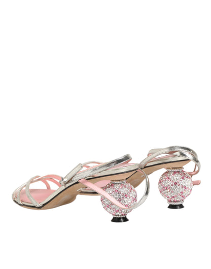 Dolce &amp; Gabbana – Rosa Sandalen mit verziertem Leder und Ballerinas