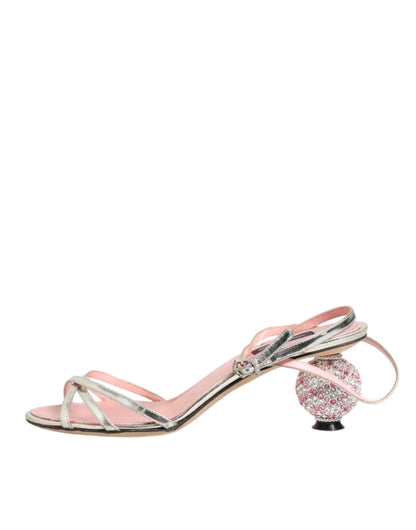 Dolce &amp; Gabbana – Rosa Sandalen mit verziertem Leder und Ballerinas