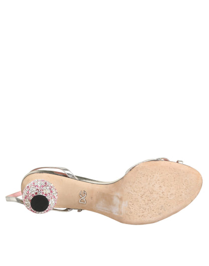 Dolce &amp; Gabbana – Rosa Sandalen mit verziertem Leder und Ballerinas