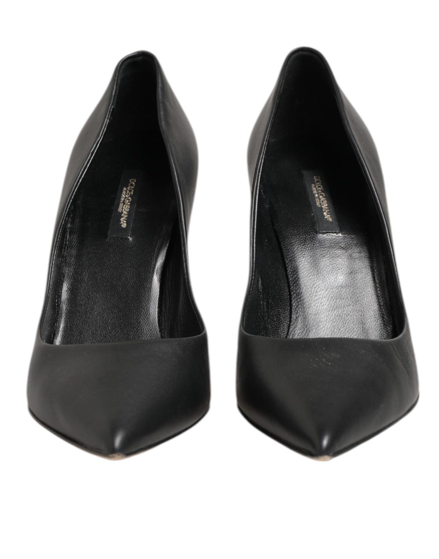 Dolce & Gabbana Black Leather Stiletto High Heels Pumps Shoes