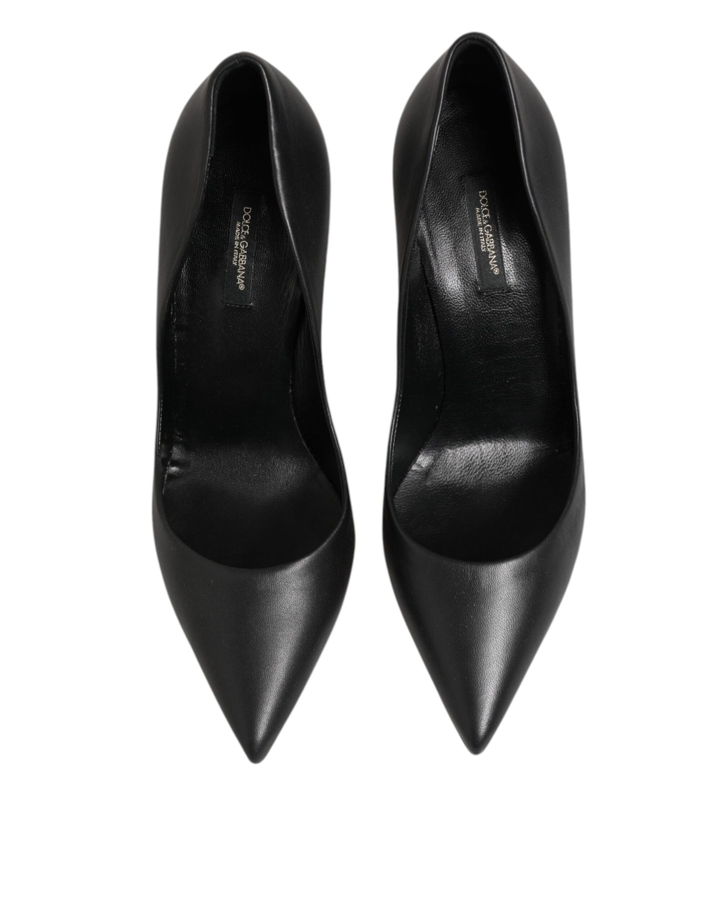 Dolce & Gabbana Black Leather Stiletto High Heels Pumps Shoes