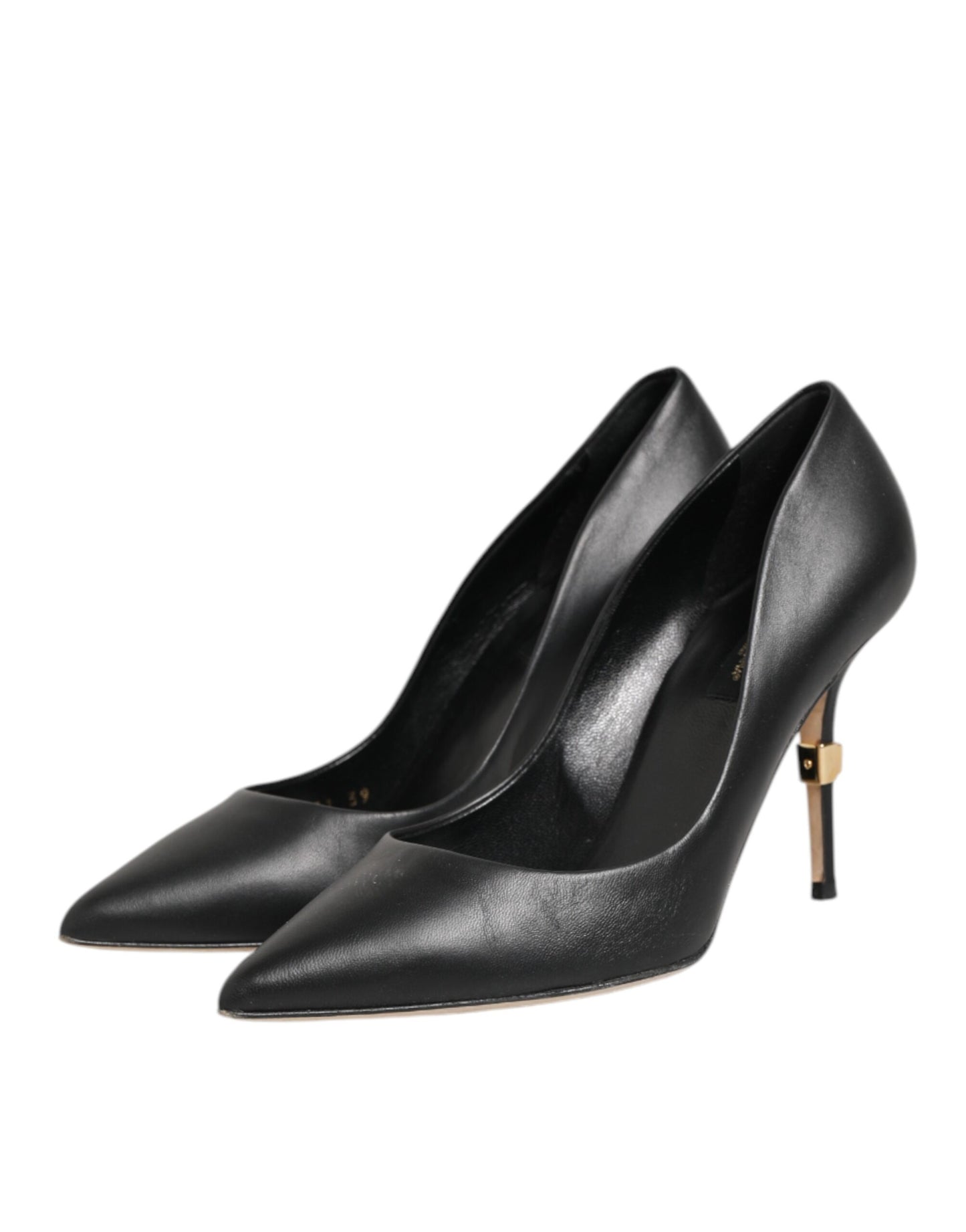 Dolce & Gabbana Black Leather Stiletto High Heels Pumps Shoes